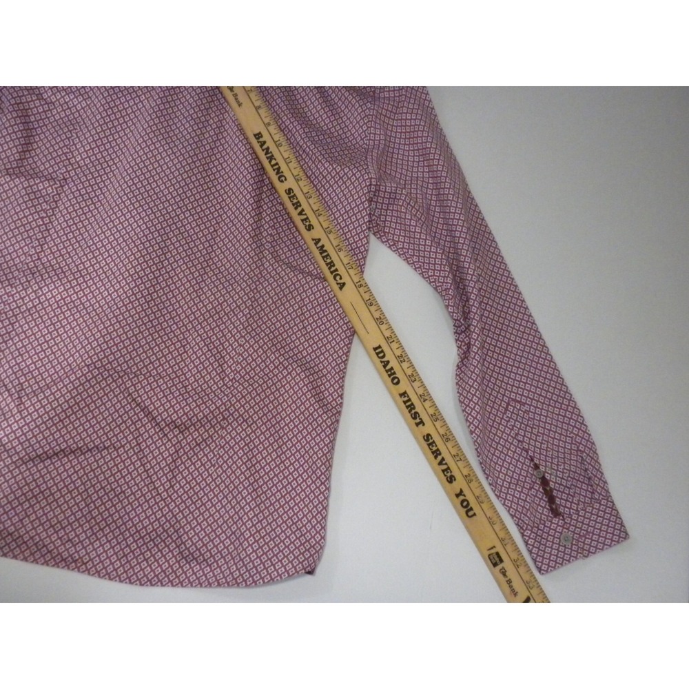 Ted Baker London Dress‎ Shirt Size 4 L Red Geometric Button Up Long Sleeve Cuffs - Picture 13 of 14